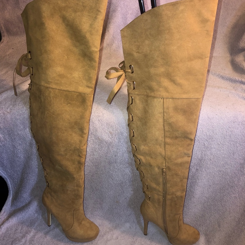 Jannella Thigh High Back Ribbion Lace Up